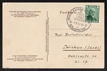 1936 (2 Aug) Olympiad 'Lufthansa', Propaganda Postcard from Berlin to Zwickau, Third Reich Nazi Germany (Olympic Commemorative Cancellation)