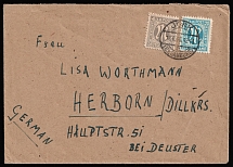 1946 (18 Jun) British and American Zones of Occupation, Germany, Cover from Jork to Herborn franked with 4pf and 20pf