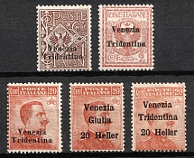 1918-19 Julian March (Venezia Giulia), Trentino, Italy, Italian Occupation, Provisional Issue (Mi. 18 - 19, 22, 31)