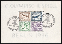 1936 Third Reich, Germany, Souvenir Sheet (Mi. Bl. 5 X, Canceled, CV $120)