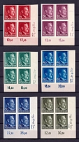 1941-43 General Government, Germany, Blocks of Four (Control Inscriptions, Corner Margins, Imperforate, Mi. U 71 - 112, 3 Pages, MNH)