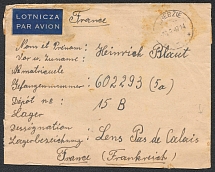 1947 (20 Jun) Republic of Poland, Cover from Chebzie to Lens, Pas-de-Calais, France, Airmail