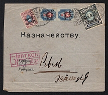 1919 (5 Aug) North-West Army, Russian Civil War registered cover to Revel via Tallinn, franked total 5 R 55 k