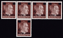 1945 6pf on 10pf Kurland, German Occupation, Germany (Different Print Error Positions, Mi. 2 I, 2 II, 2 III, 2 I, 2 IV, Signed, CV $ 490, MNH)