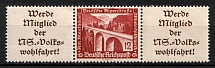 1936 12pf Third Reich, Germany, Se-tenant, Zusammendrucke (Mi. W 112, CV $50, MNH)