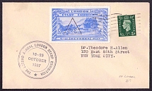 1937 2d Annual London Stamp Exhibition, Great Britain - New York, United States, Stock of Cinderellas, Non-Postal Stamps, Labels, Advertising, Charity, Propaganda, Cover