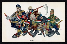 'Il Duce', United States, WWII Anti-Axis Propaganda, Mussolini Tojo Caricatures, Postcard From Esquire Magazin, Mint