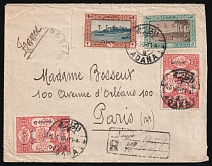 1920 (8 May) Registered Cover from Adana (Turkey) to Paris (France) franked with 70pa on 5pa, 2pi and 5pi
