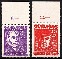 1945 Mecklenburg-Vorpommern, Soviet Russian Zone of Occupation, Germany (Mi. 21 - 22, Sheet Inscriptions, CV $90, MNH)