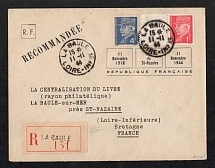 1944 (15 Nov) St. Nazaire, France, Recommended Registered Cover, Centralization of Books (Philatelic Section) from La Baule to Loire-Inferieure