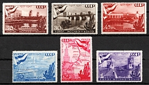 1947 10th Anniversary of the Moscow-Volga Canal, Soviet Union, USSR, Russia (Zv. 1067b, 1068c - 1072c, Full Set, CV $70, MNH)