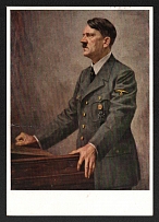 1939 'Hitler in the stands', Propaganda Postcard, Third Reich Nazi Germany