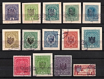 1918 Tyrol, Austria, First Republic, World War I Local Provisional Issue (Canceled, 14 stamps, CV for full set $650)