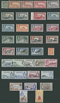 British Commonwealth - Gibraltar - 1938-53, King George VI and Queen Elizabeth II, Historical Places, Scenes, two complete sets of 14, plus 7 perforation varieties of the King set, full OG (a few stamps from early printing with …