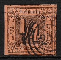 1854 1/4sgr Thurn and Taxis, German States, Germany (Mi. 1, Signed, Canceled, CV $50)