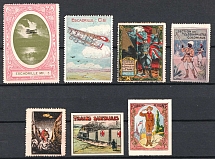 Airplanes, Military, Red Cross, France, Stock of Cinderellas, Non-Postal Stamps, Labels, Advertising, Charity, Propaganda
