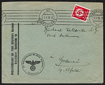 1938 Official cover franked with Sc 086 sent from the Prussian Mountain District Office in Hannover through Postamt Hannover