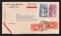 1934 (5 Oct) Mexico Airmail cover from Puebla to Bremerhaven (Germany) via Paris