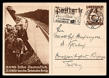 1936 '1000 km of highway completed', Propaganda Postcard, Third Reich Nazi Germany