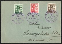 1938 Postally used cover franked with Scott 481-483 Special postmark The Day of Liberation