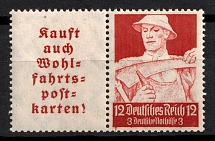 1934 12pf Third Reich, Germany, Se-tenant, Zusammendrucke (Mi. W 101, CV $50, MNH)