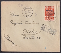 1921 Poland Censored Registered Cover from Warsaw to Kielce, franked with Mi. 390 IXb - Redbrown (Rare, Censorship)