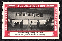 1912 South German Flight, Arrival of the Zeppelin 'Viktoria Luise' in Nuremberg, Germany, Cinderella, Non-Postal Stamp
