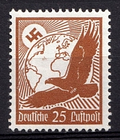 1934 25pf Third Reich, Germany, Airmail (Mi. 533 y, CV $70, MNH)