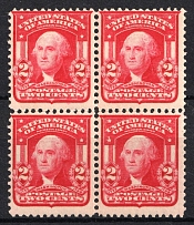 1903 2c Washington, Regular Issue, United States, USA, Block of Four (Scott 319, Type I, CV $60, MNH)