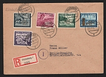 1946 (23 Feb) Strausberg (Berlin), Germany Local Post, Registered Cover to Berlin Steglitz (Mi. 13, 15, 17 - 19, Unofficial Issue, CV $80)