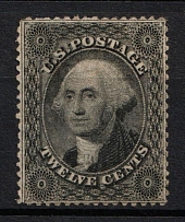 1860 12c Washington, United States, USA (Scott 36B, Plate 3, CV $330)