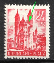 1947-48 24pf Rhineland-Palatinate, French Zone of Occupation, Germany (Mi. 8 PF III, Big White Spot in Right Cathedral Tower, MNH)