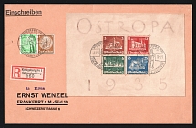 1935 Third Reich, Germany, Registered Front of Cover from Konigsberg (Mi. Bl. 3, Special Cancellation, CV $+++)