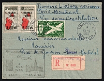 1950 Madagascar, French Colonies, First Flight France - Canada, Registered Airmail cover, Tananarive - Paris - Monreal, franked by Mi. 2x 343, 369