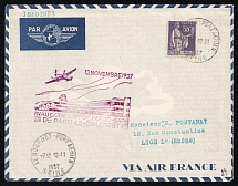 1937 France, First Flight France - Finland, Airmail cover, Paris - Le-Bourget, franked by Mi. 366