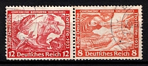 1933 Third Reich, Germany, Wagner, Se-tenant, Zusammendrucke (Mi. W 55, Canceled, CV $50)