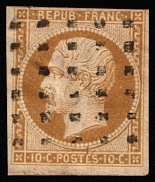 1852 10c France (Mi 8b, Canceled, CV $1,000)