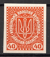 1919 Second Vienna Issue Ukraine 40 Sot (RRR, Imperf, MNH)