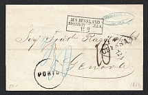 1866 Private Paid (Porto) International Letter from Odessa to Genoa