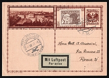 1927 (1 Aug) Austria, First Flight Airmail Cover, Vienna - Rome, with Italian Agitational postmark on back, franked by Sc. C12