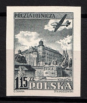 1954 1,15zl Republic of Poland, Airmail (Proof, Essay of Fi. 717, Mi. 857)