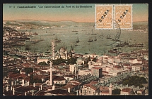 1912 Russian Offices Levant Turkey Constantinople PPC postcard (Port and Bosphore) to Belgium