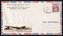 1937 USA San Jacinto CA World Record Non-Stop Flight Air Mail souvenir cover via Moscow USSR Soviet Russia