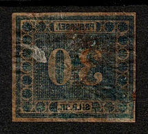 1866 30pf Prussia, German States, Germany (Mi. 21, Sc. 22, Mirror Print on Gum Side, Rare Print Error, CV $160+)