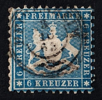 1864 6k Wurttemberg, German States, Germany (Mi. 27, Sc. 37, Canceled, CV $90)