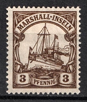 1916-19 3pf Marshall Islands, German Colonies, Kaiser’s Yacht, Germany (Mi. 26)