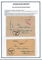 1943 Germany, German Field Post in Africa, Two covers with Red and Black parcel handstamps from Front (Akarit area) to Ludwigshafen, Field post № 34951C