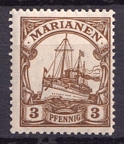 1916-19 3pf Mariana Islands, German Colonies, Kaiser’s Yacht, Germany (Mi. 20)