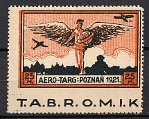 1921 25m Second Polish Republic, Airmail (Mi. I U u, Fi. L 1, MISSING Perforation, CV $---)