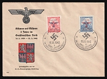 1942 (15 Mar) Bohemia and Moravia, Germany, First Day Cover from Prague franked with Mi. 83, 84 (Special Cancellations, CV $30)